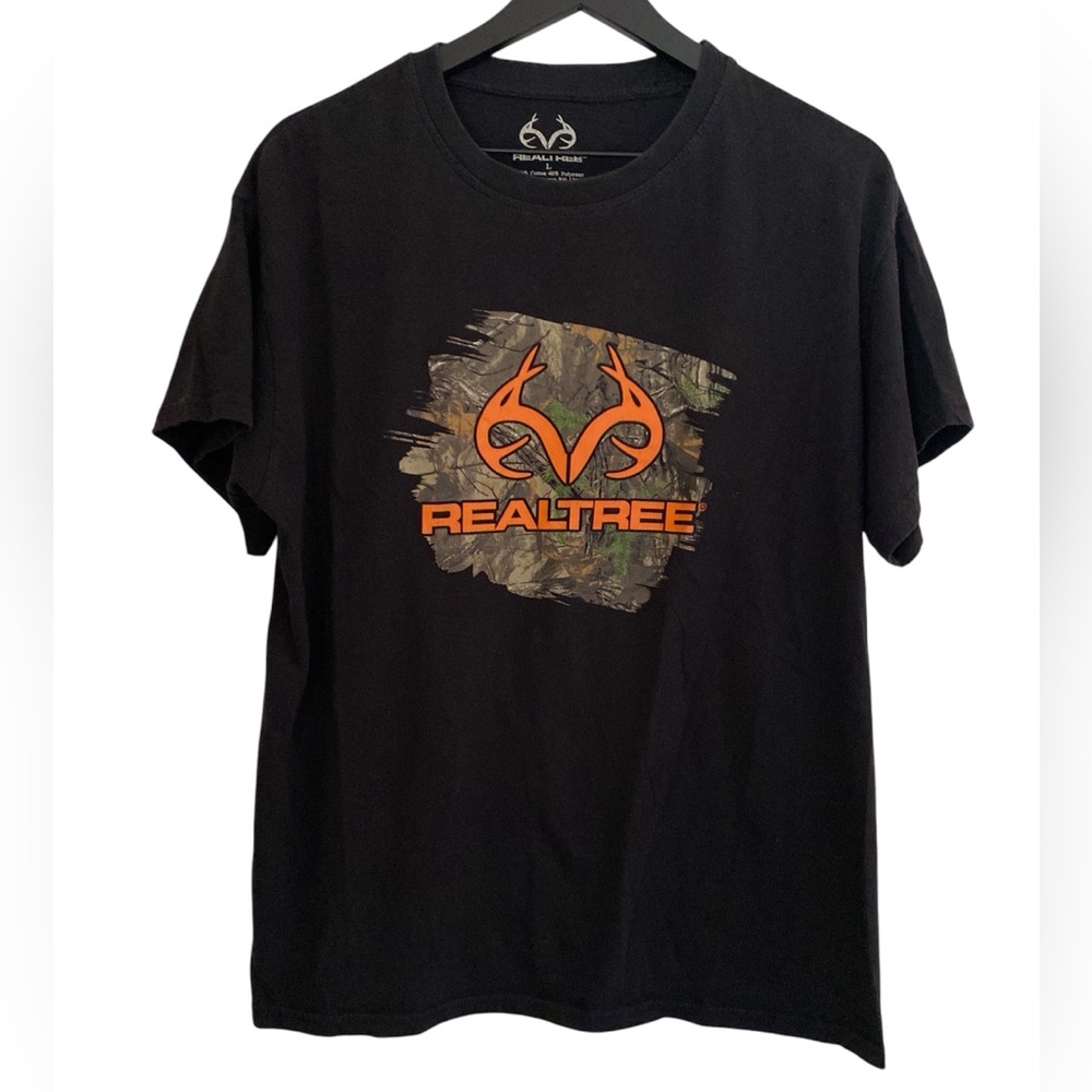 Realtree Men’s Black T-Shirt,Size large.